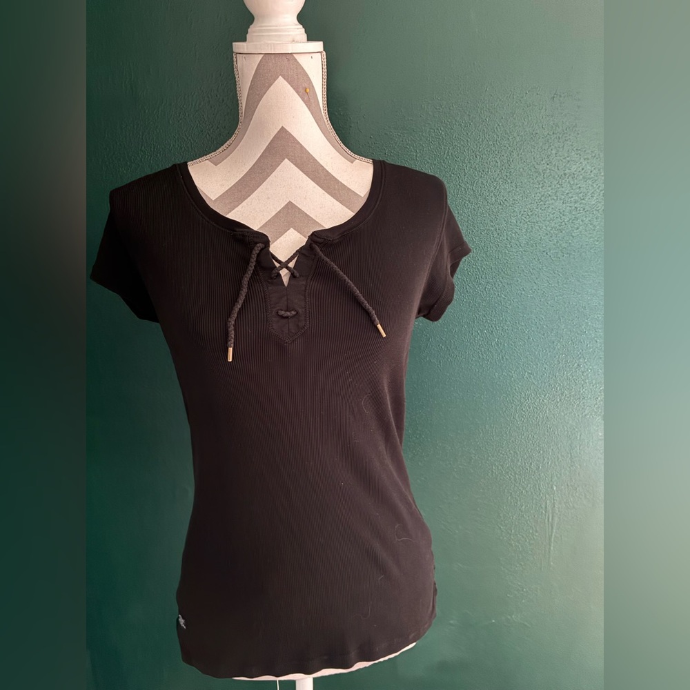 Vintage Ralph Lauren Black Lace-Up Women's Top